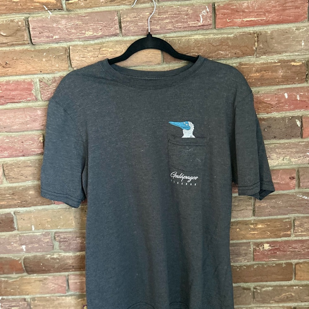 Gray Short Sleeve Tee with Chest Graphic